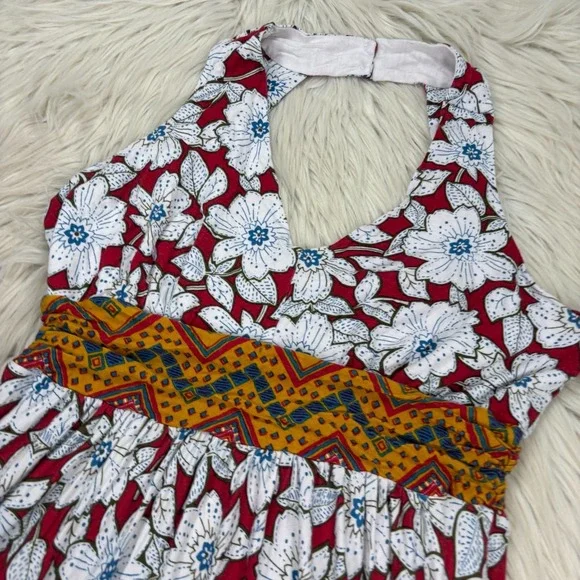 Maeve Women's S Auden Maxi Dress Red White Floral Boho Resort Jersey Stretch - Picture 2 of 9